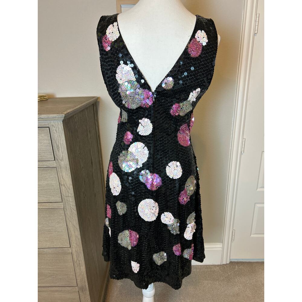 Nadine Boutique | Vintage Black/Pink/Silver Sequins Sheath Dress | Large - Picture 10 of 14